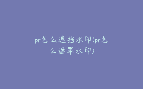 pr怎么遮挡水印(pr怎么遮罩水印)