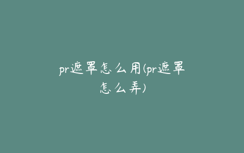 pr遮罩怎么用(pr遮罩怎么弄)