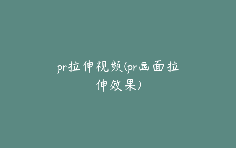 pr拉伸视频(pr画面拉伸效果)