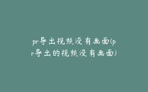 pr导出视频没有画面(pr导出的视频没有画面)