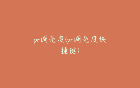 pr调亮度(pr调亮度快捷键)