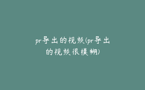 pr导出的视频(pr导出的视频很模糊)