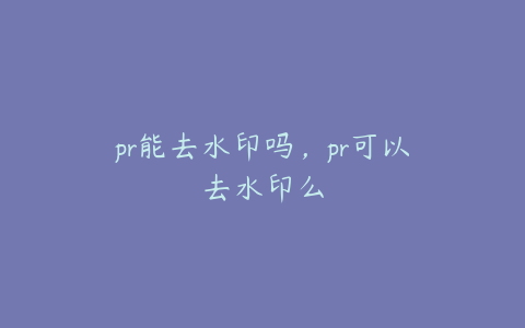 pr能去水印吗，pr可以去水印么