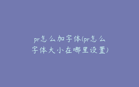 pr怎么加字体(pr怎么字体大小在哪里设置)