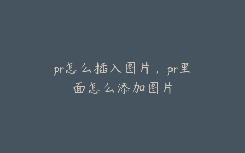 pr怎么插入图片，pr里面怎么添加图片