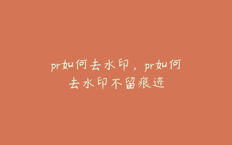 pr如何去水印，pr如何去水印不留痕迹