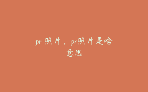 pr 照片，pr照片是啥意思