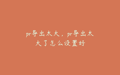 pr导出太大，pr导出太大了怎么设置好