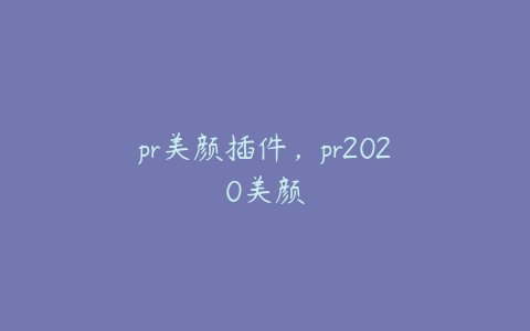 pr美颜插件，pr2020美颜