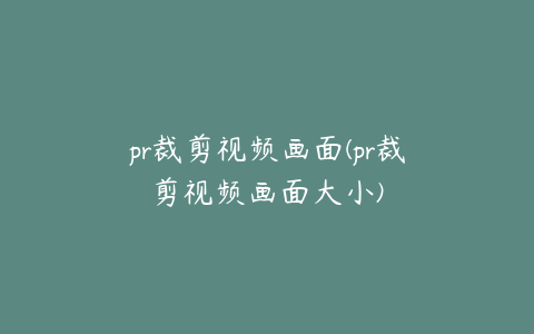 pr裁剪视频画面(pr裁剪视频画面大小)