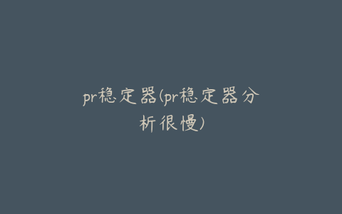 pr稳定器(pr稳定器分析很慢)