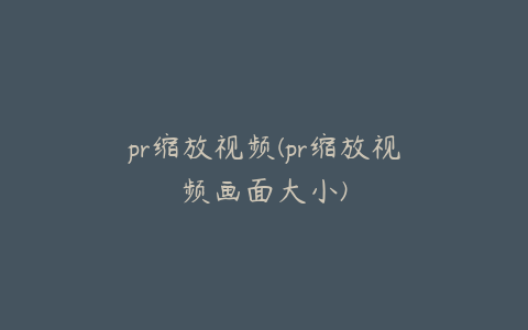 pr缩放视频(pr缩放视频画面大小)