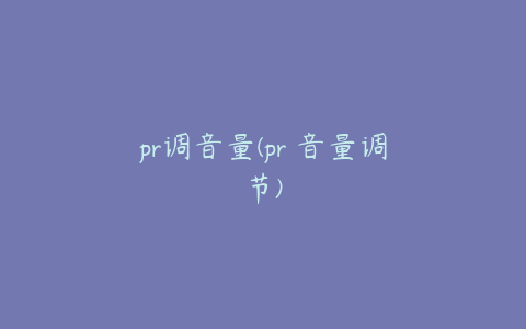 pr调音量(pr 音量调节)