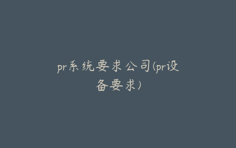 pr系统要求公司(pr设备要求)