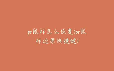 pr鼠标怎么恢复(pr鼠标还原快捷键)