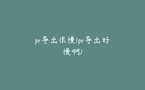 pr导出很慢(pr导出好慢啊)