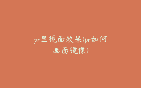 pr里镜面效果(pr如何画面镜像)