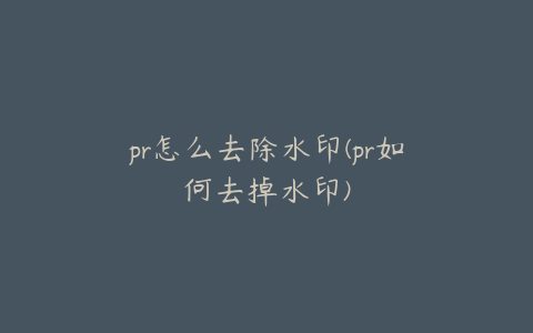 pr怎么去除水印(pr如何去掉水印)