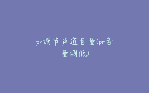 pr调节声道音量(pr音量调低)