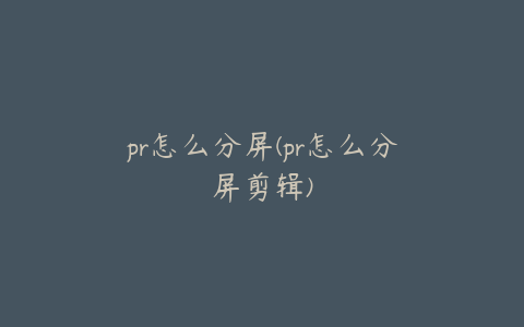 pr怎么分屏(pr怎么分屏剪辑)