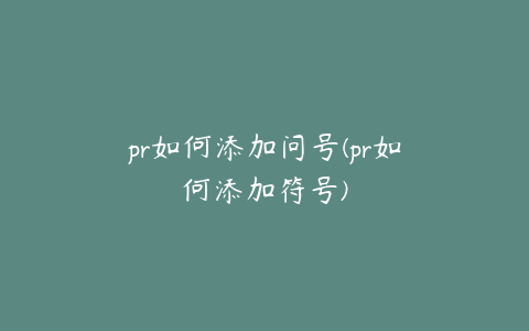 pr如何添加问号(pr如何添加符号)