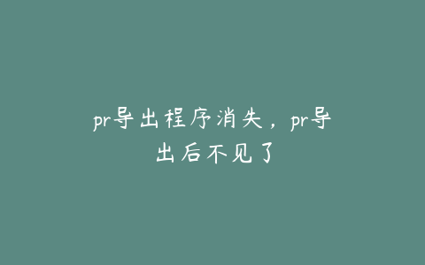 pr导出程序消失，pr导出后不见了