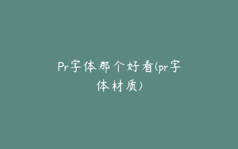 Pr字体那个好看(pr字体材质)