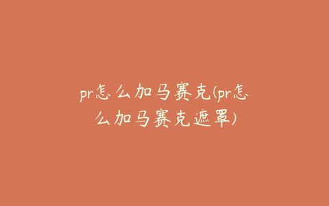 pr怎么加马赛克(pr怎么加马赛克遮罩)