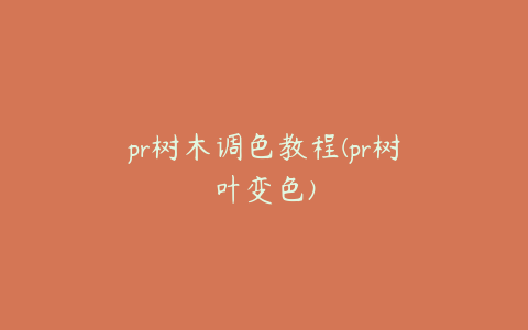 pr树木调色教程(pr树叶变色)