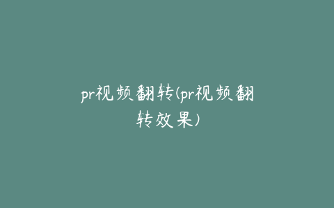 pr视频翻转(pr视频翻转效果)