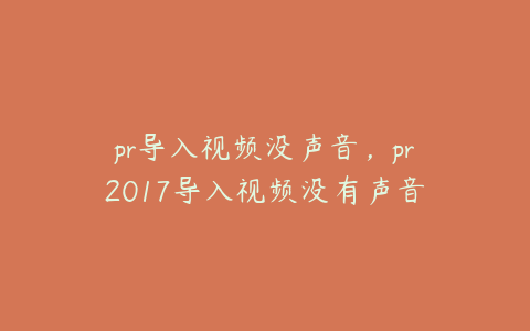 pr导入视频没声音，pr2017导入视频没有声音