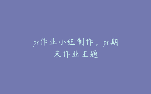 pr作业小组制作，pr期末作业主题