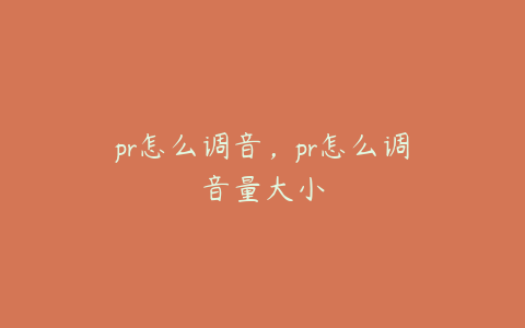 pr怎么调音，pr怎么调音量大小