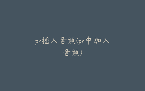 pr插入音频(pr中加入音频)