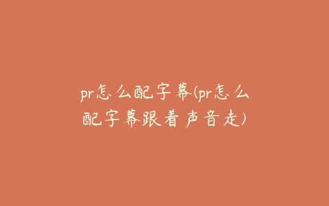 pr怎么配字幕(pr怎么配字幕跟着声音走)