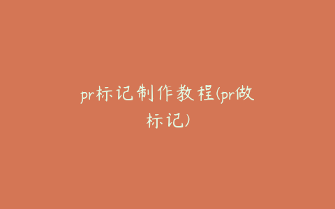 pr标记制作教程(pr做标记)