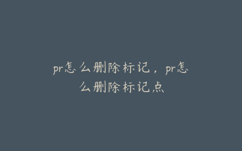 pr怎么删除标记，pr怎么删除标记点