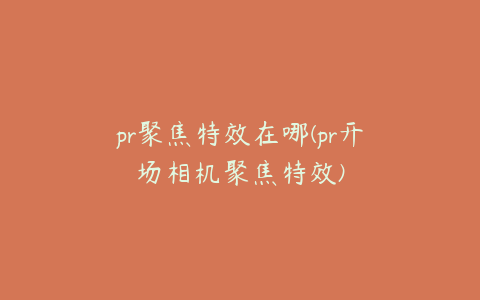 pr聚焦特效在哪(pr开场相机聚焦特效)