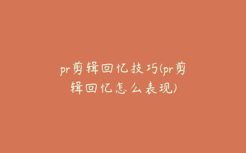 pr剪辑回忆技巧(pr剪辑回忆怎么表现)