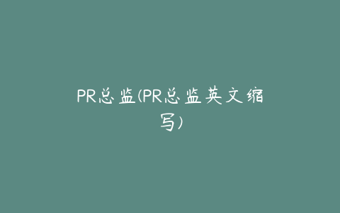 PR总监(PR总监英文缩写)