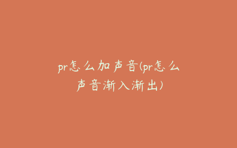 pr怎么加声音(pr怎么声音渐入渐出)