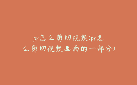 pr怎么剪切视频(pr怎么剪切视频画面的一部分)