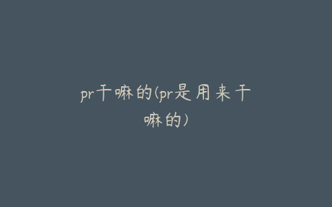 pr干嘛的(pr是用来干嘛的)