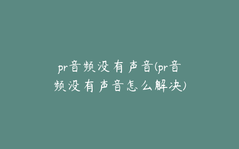 pr音频没有声音(pr音频没有声音怎么解决)