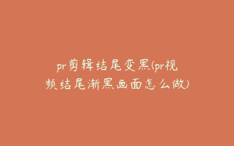 pr剪辑结尾变黑(pr视频结尾渐黑画面怎么做)