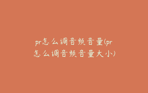 pr怎么调音频音量(pr怎么调音频音量大小)