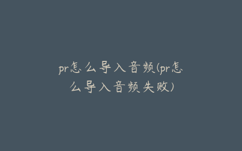 pr怎么导入音频(pr怎么导入音频失败)