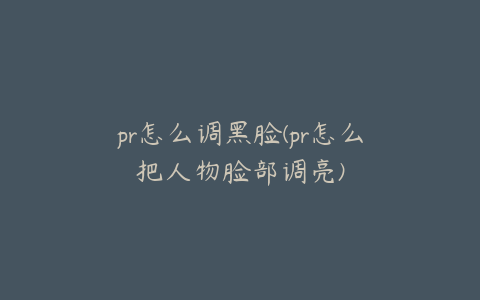 pr怎么调黑脸(pr怎么把人物脸部调亮)