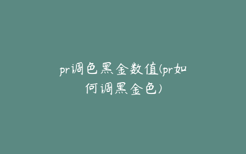 pr调色黑金数值(pr如何调黑金色)