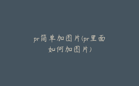 pr简单加图片(pr里面如何加图片)